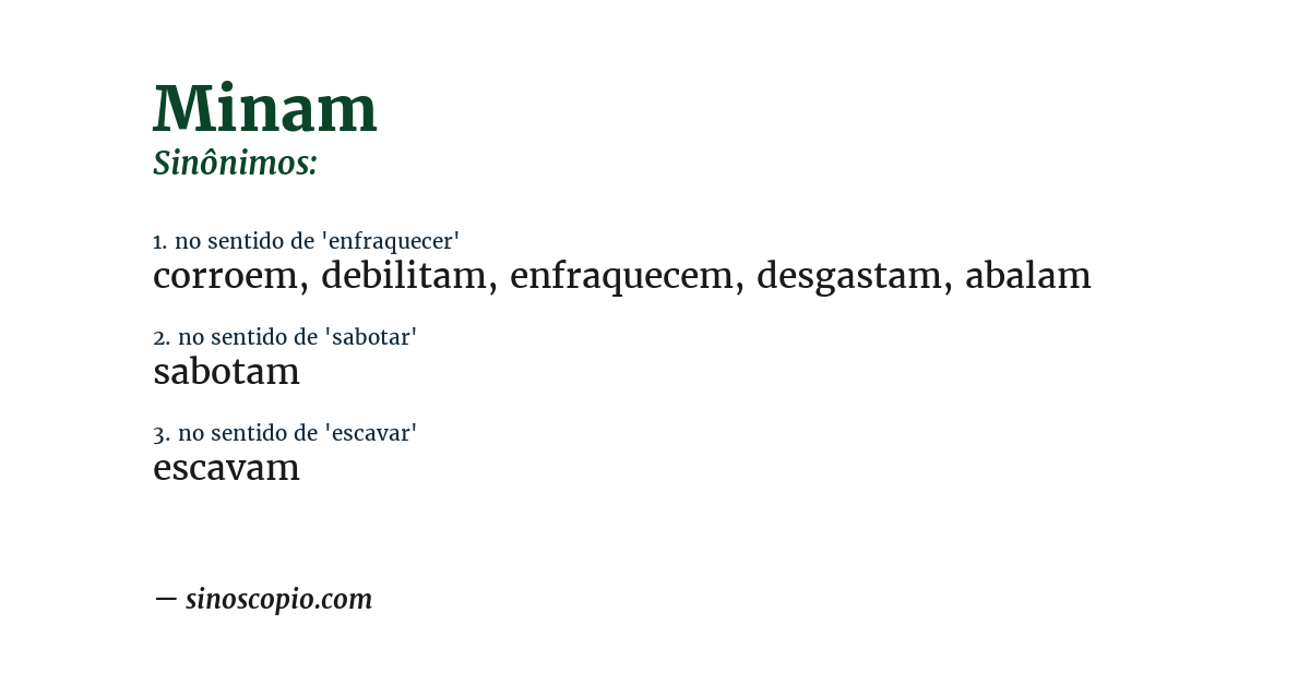 Sinônimo de minam