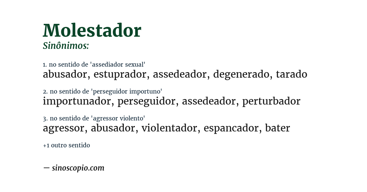 Sinônimo de molestador