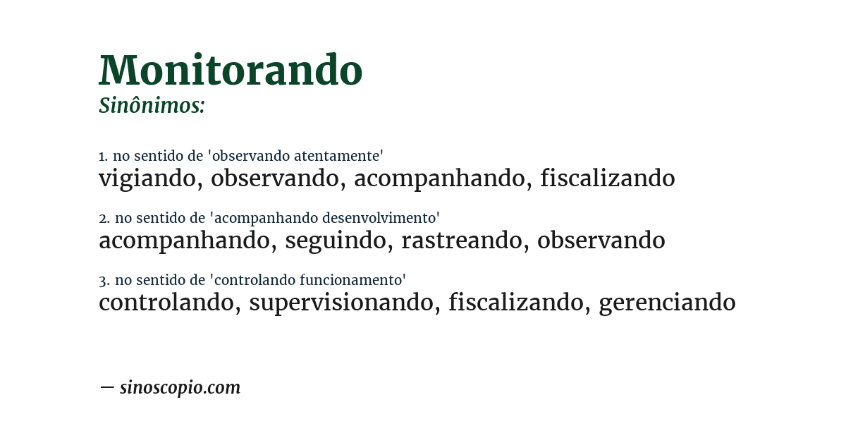 Sinônimo de monitorando