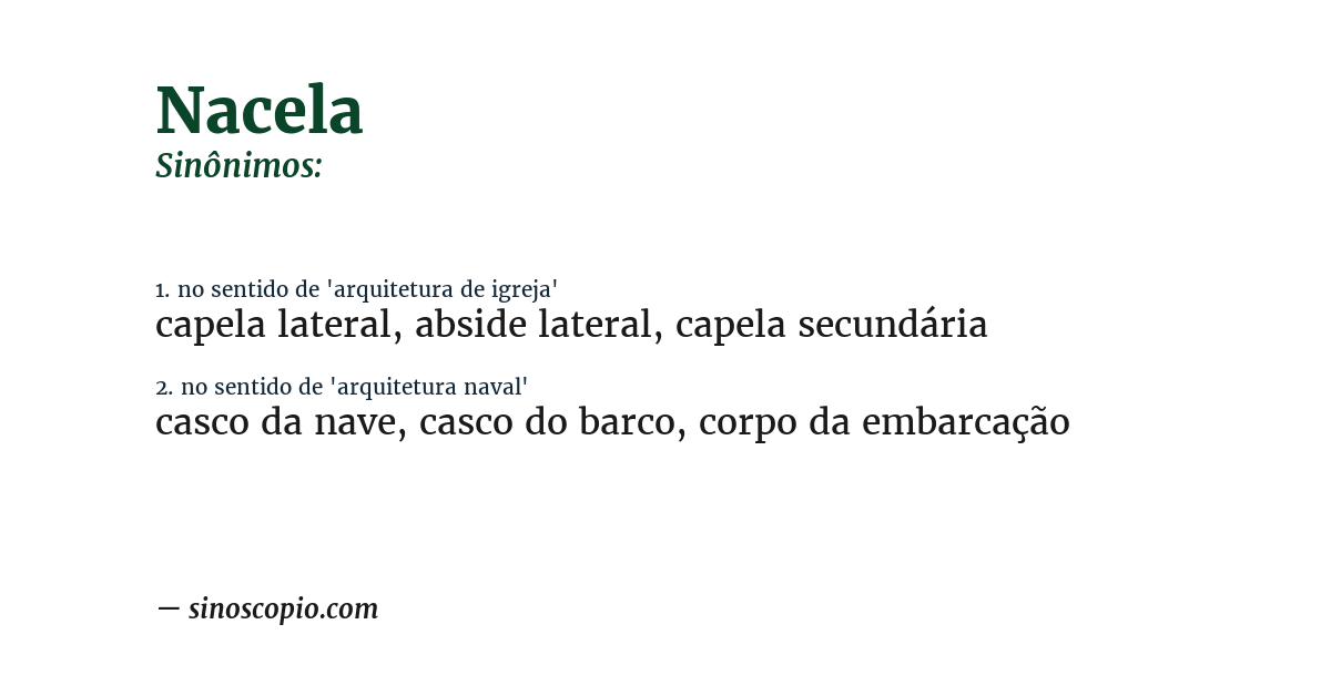 Sinônimo de nacela