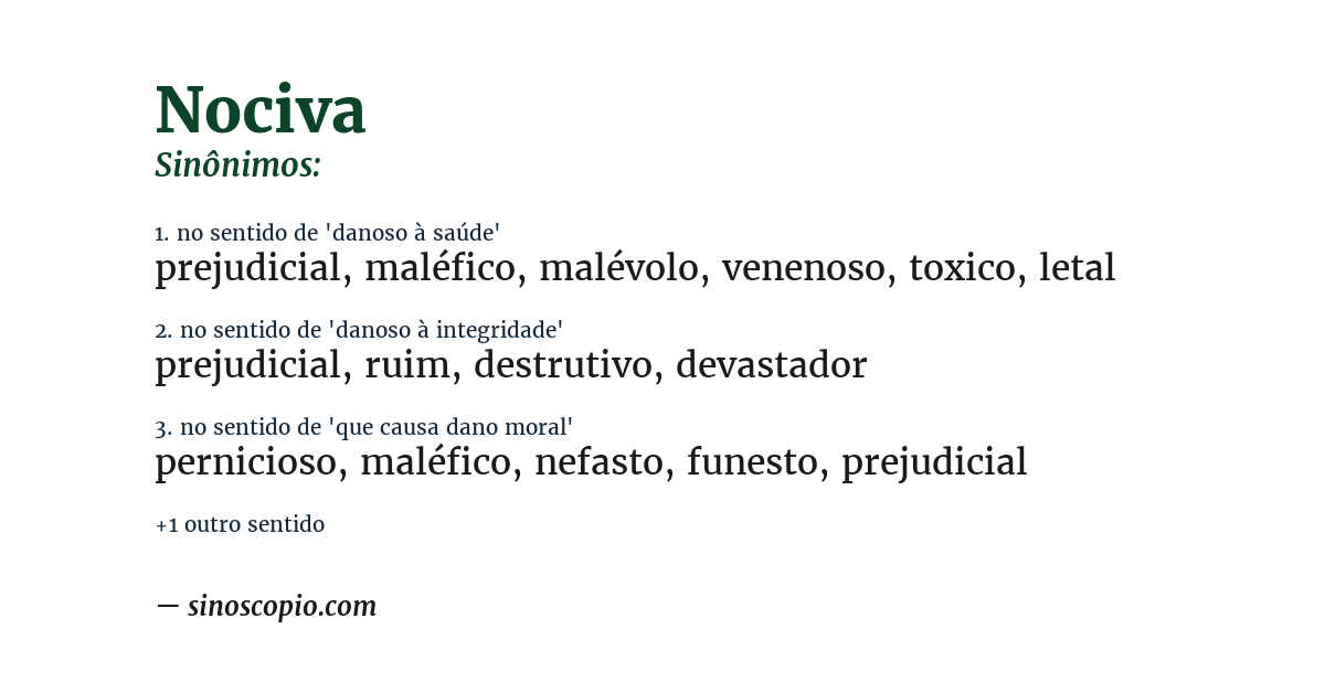 Sinônimo de nociva