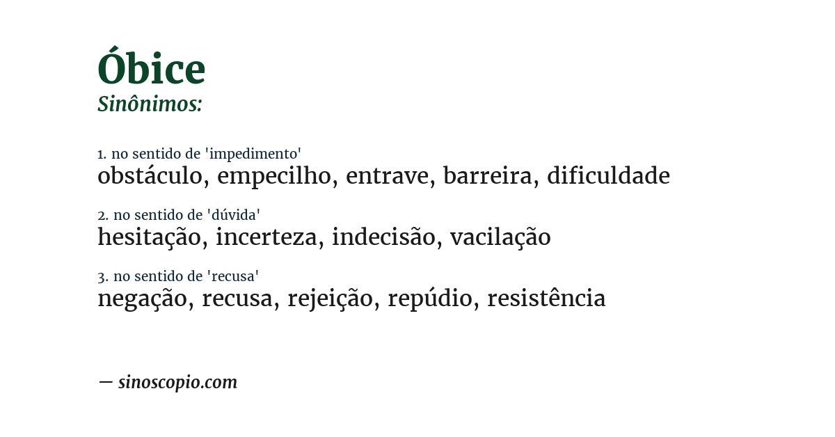 Sinônimo de óbice