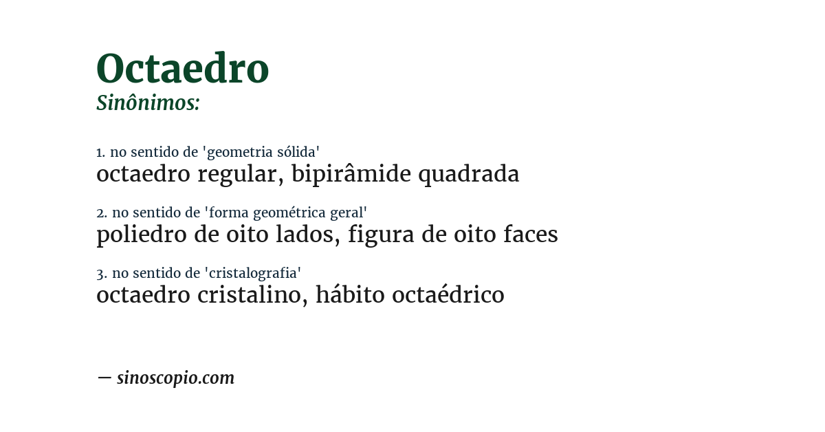 Sinônimo de octaedro