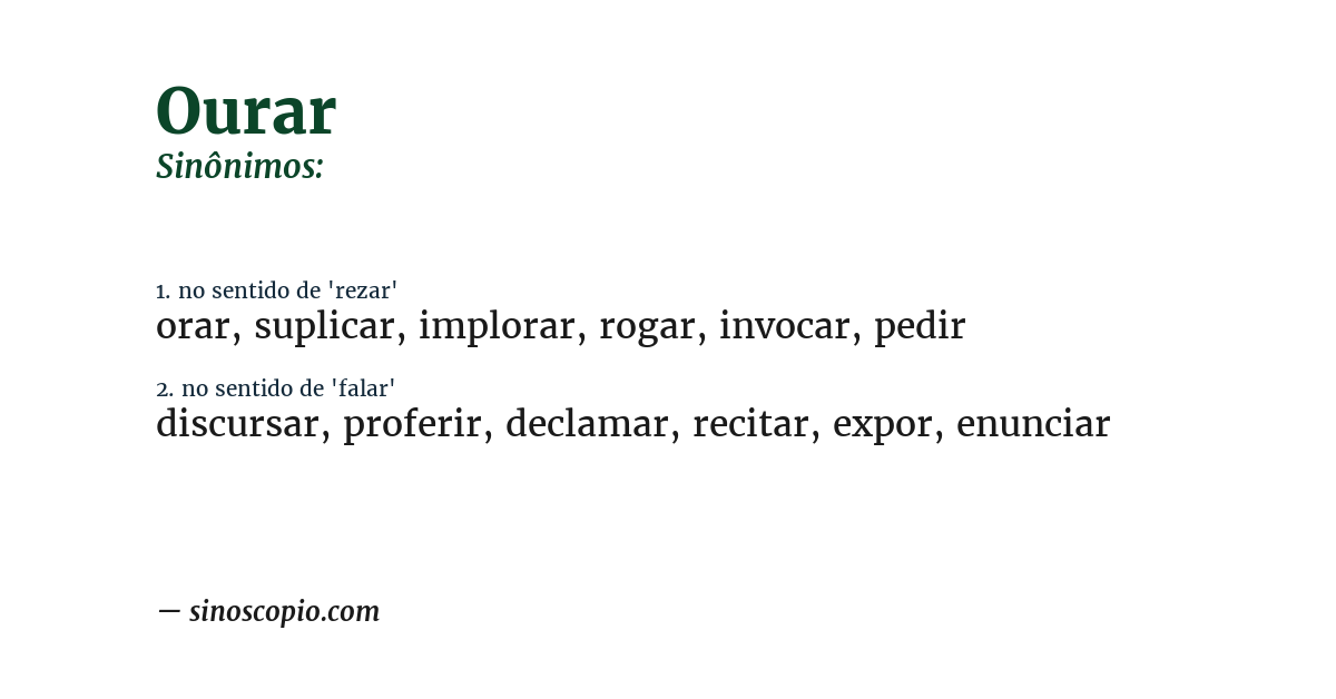 Sinônimo de ourar