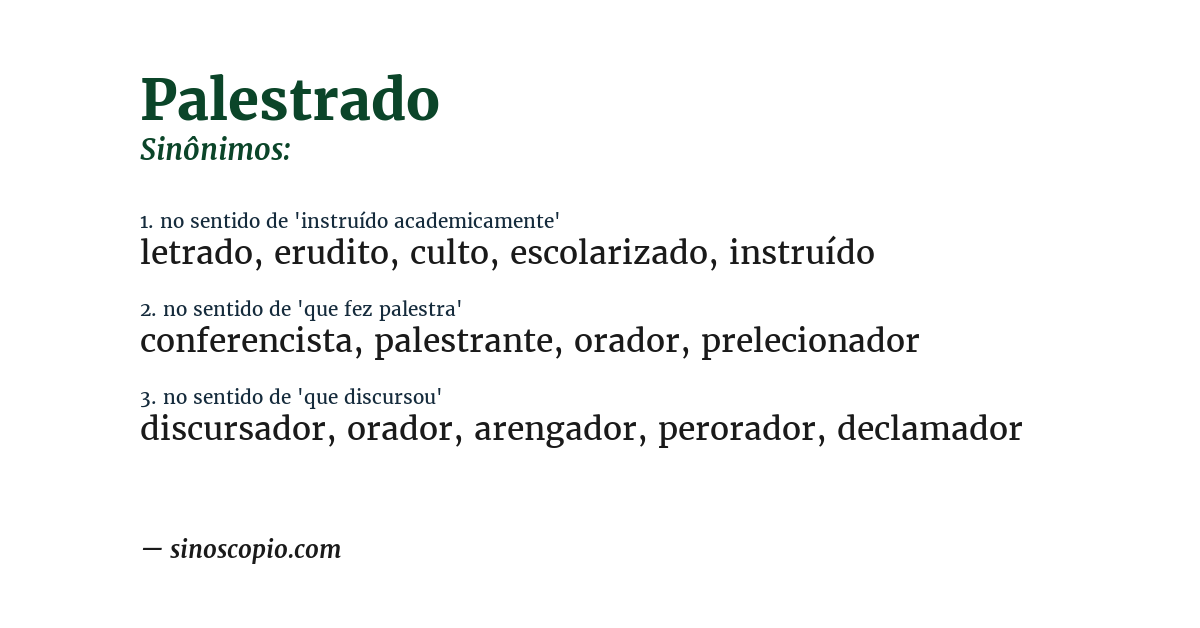Sinônimo de palestrado