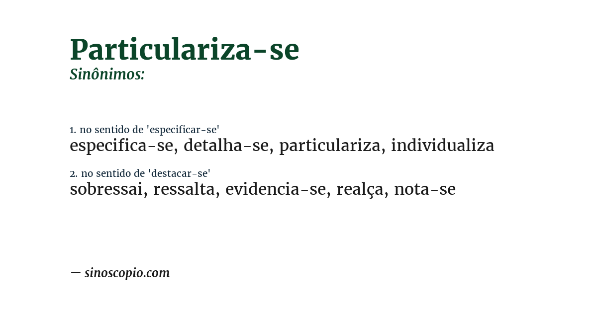 Sinônimo de particulariza-se