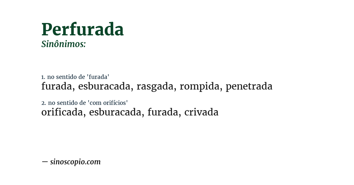 Sinônimo de perfurada