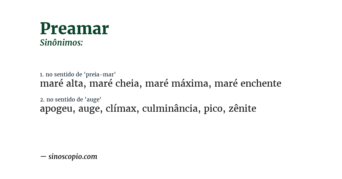 Sinônimo de preamar