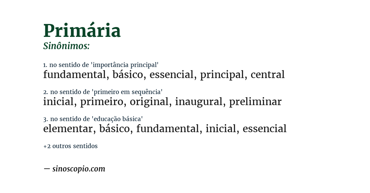 Sinônimo de primária