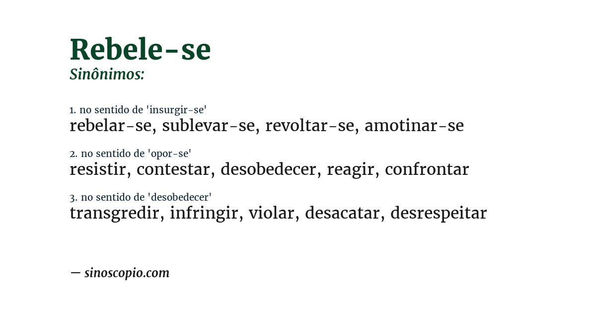 Sinônimo de rebele-se