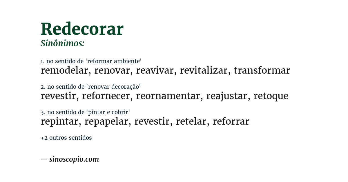 Sinônimo de redecorar