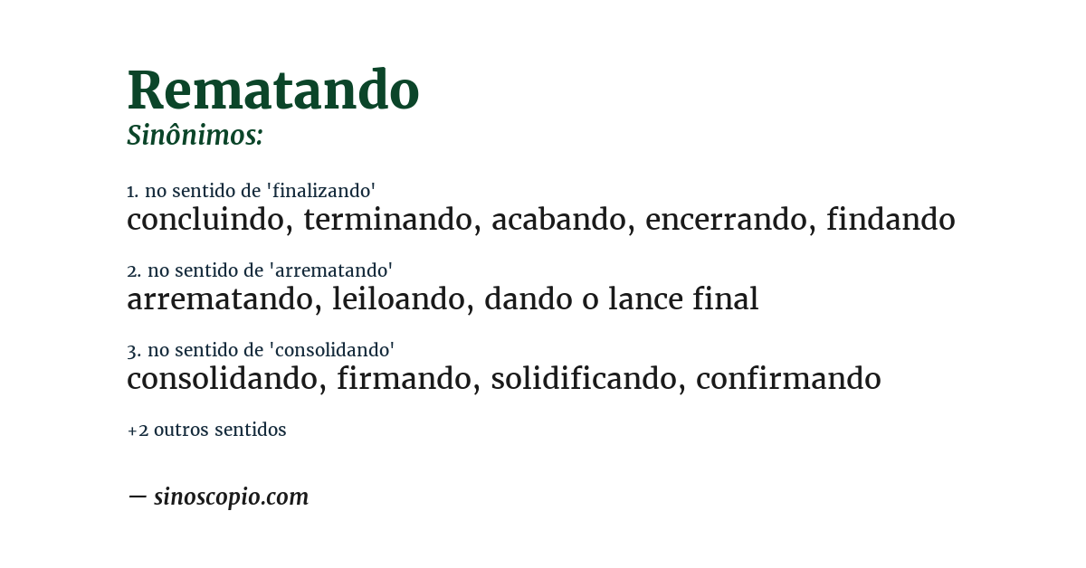Sinônimo de rematando