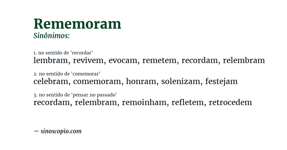 Sinônimo de rememoram