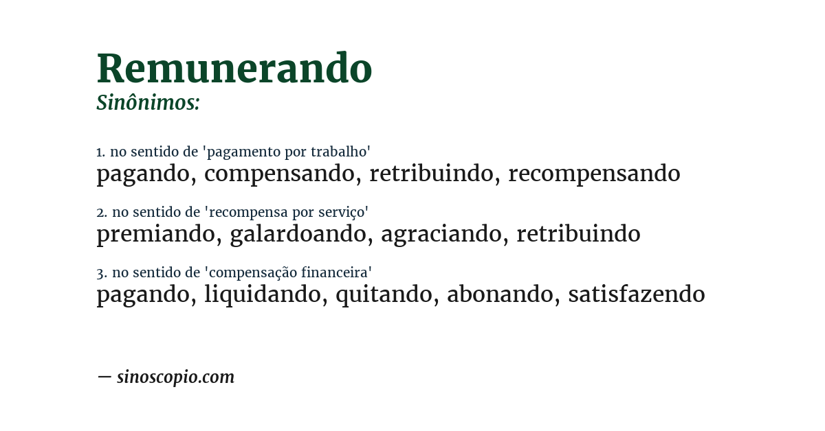 Sinônimo de remunerando