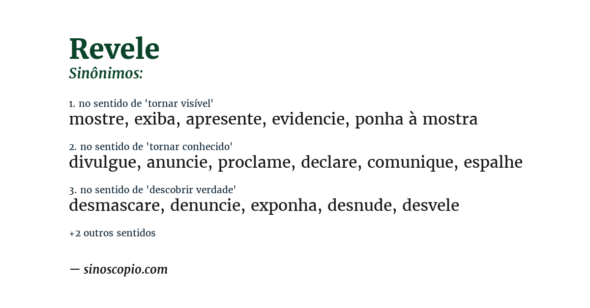 Sinônimo de revele