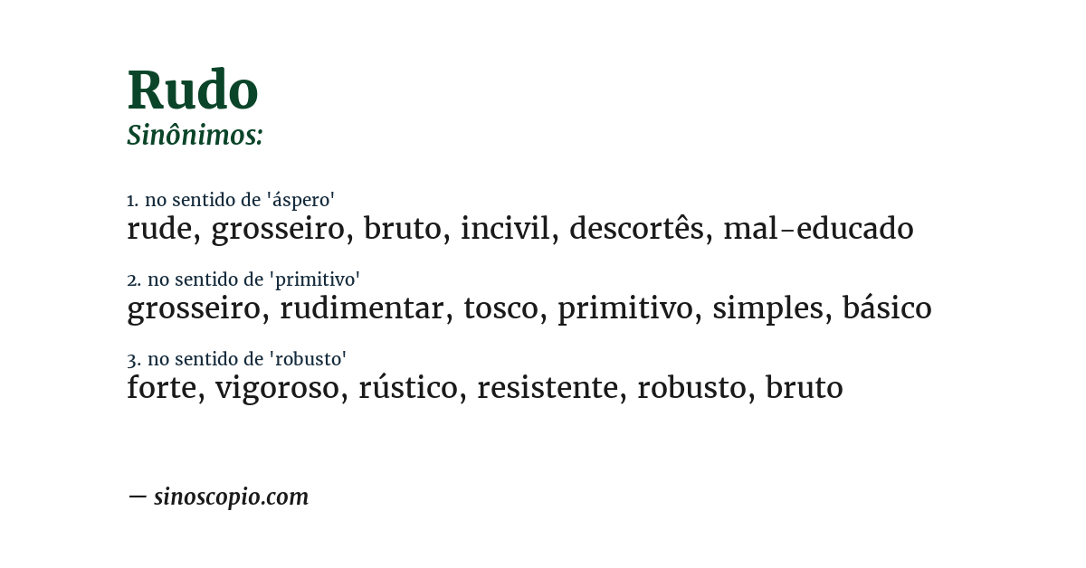 Sinônimo de rudo