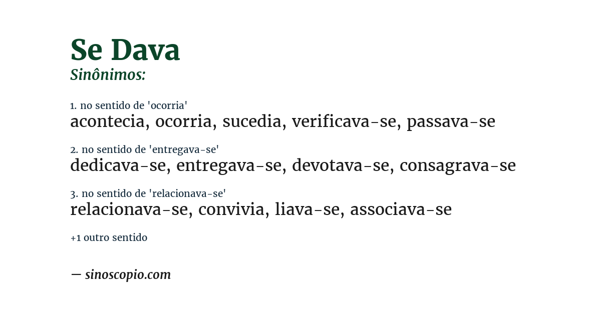Sinônimo de se dava