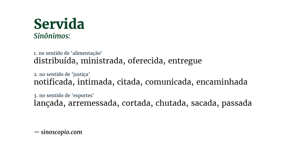 Sinônimo de servida