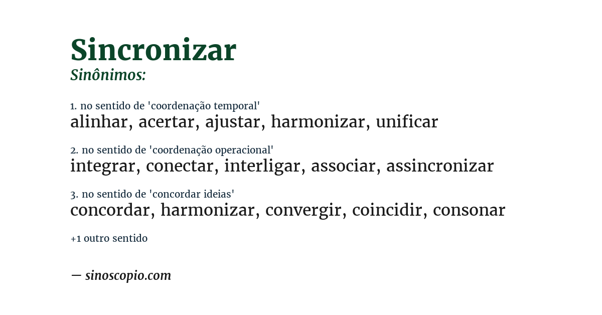 Sinônimo de sincronizar