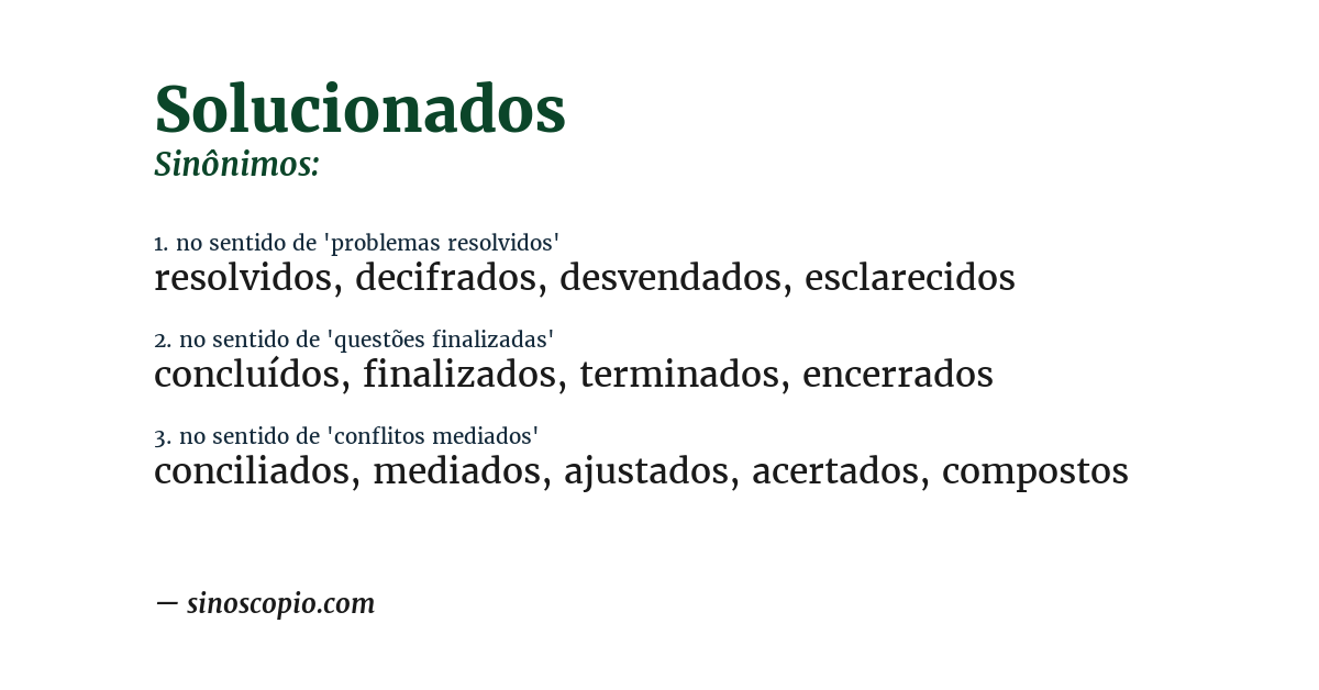 Sinônimo de solucionados