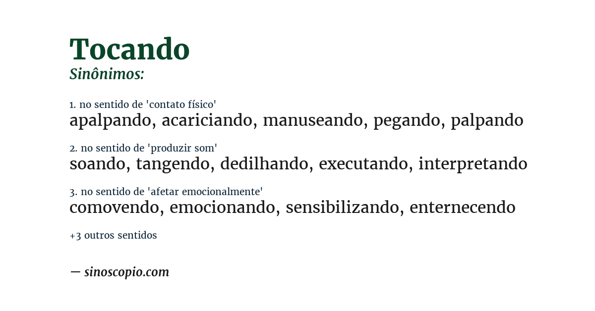 Sinônimo de tocando