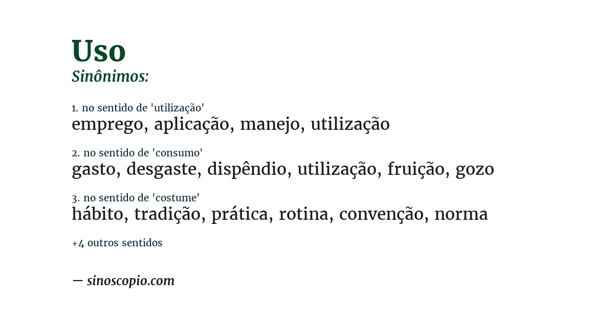 Sinônimo de uso