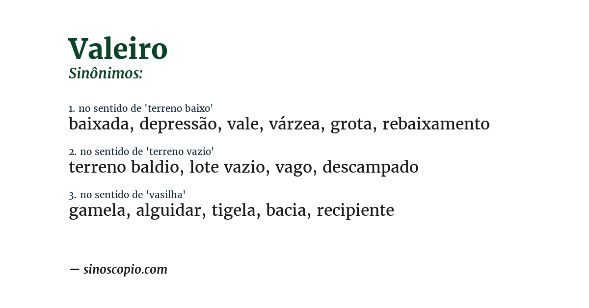 Sinônimo de valeiro