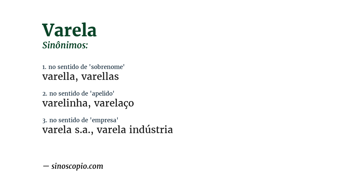 Sinônimo de varela