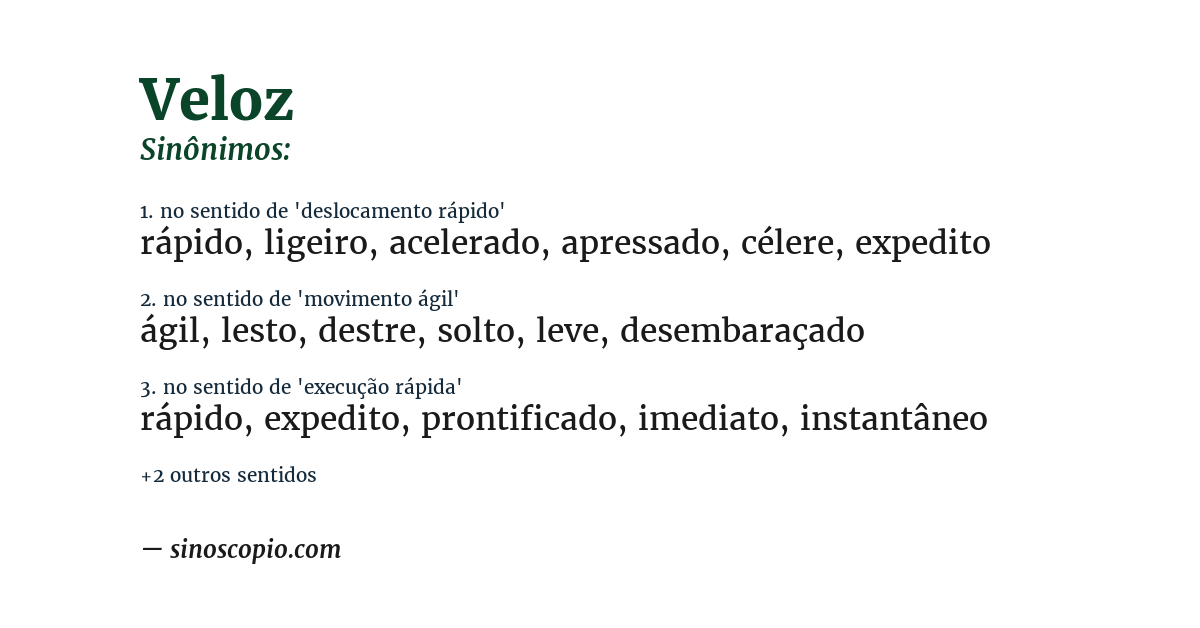 Sinônimo de veloz