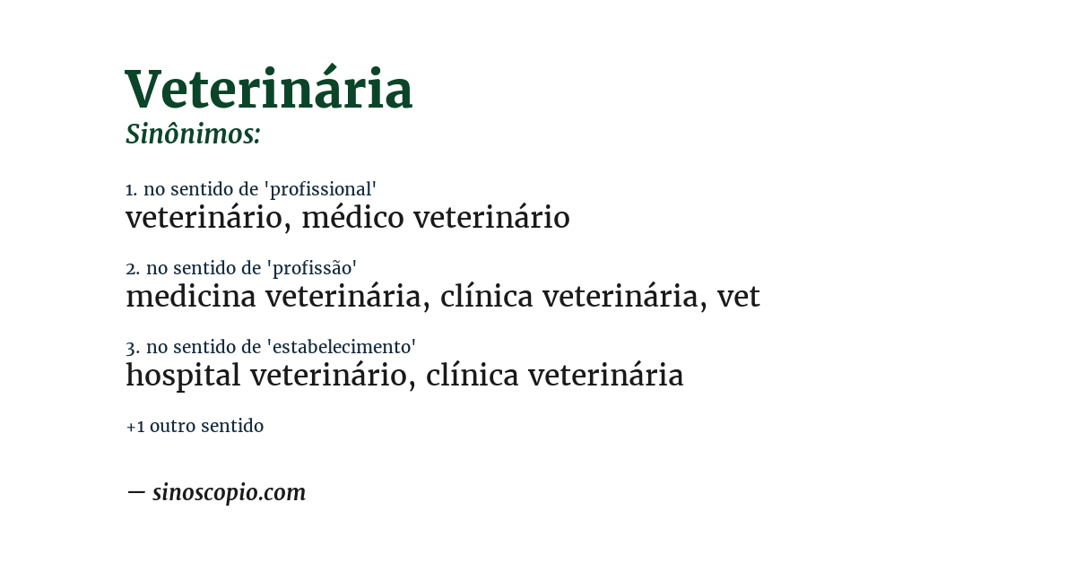 Sinônimo de veterinária