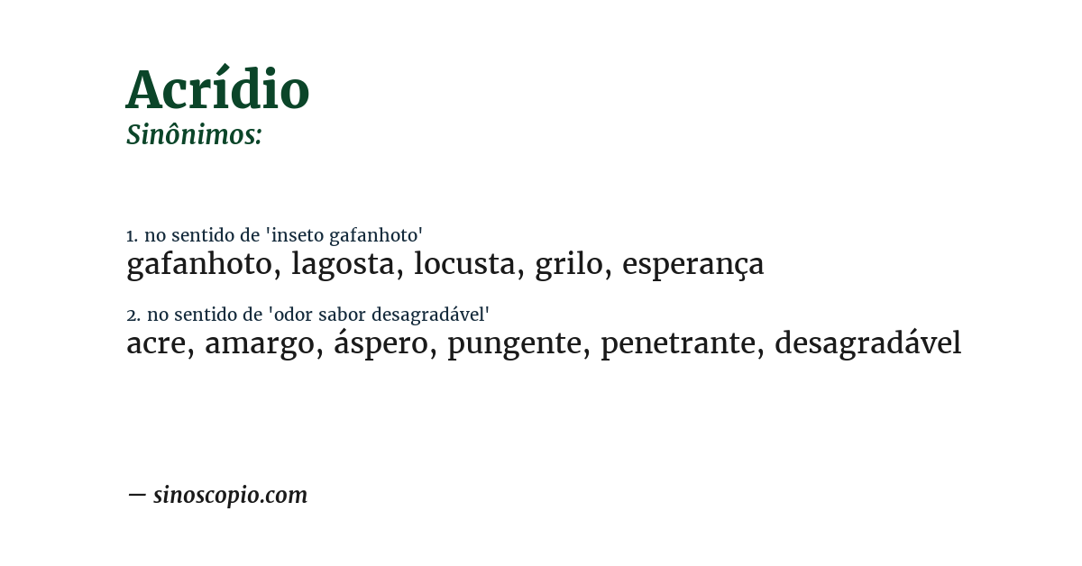Sinônimo de acrídio