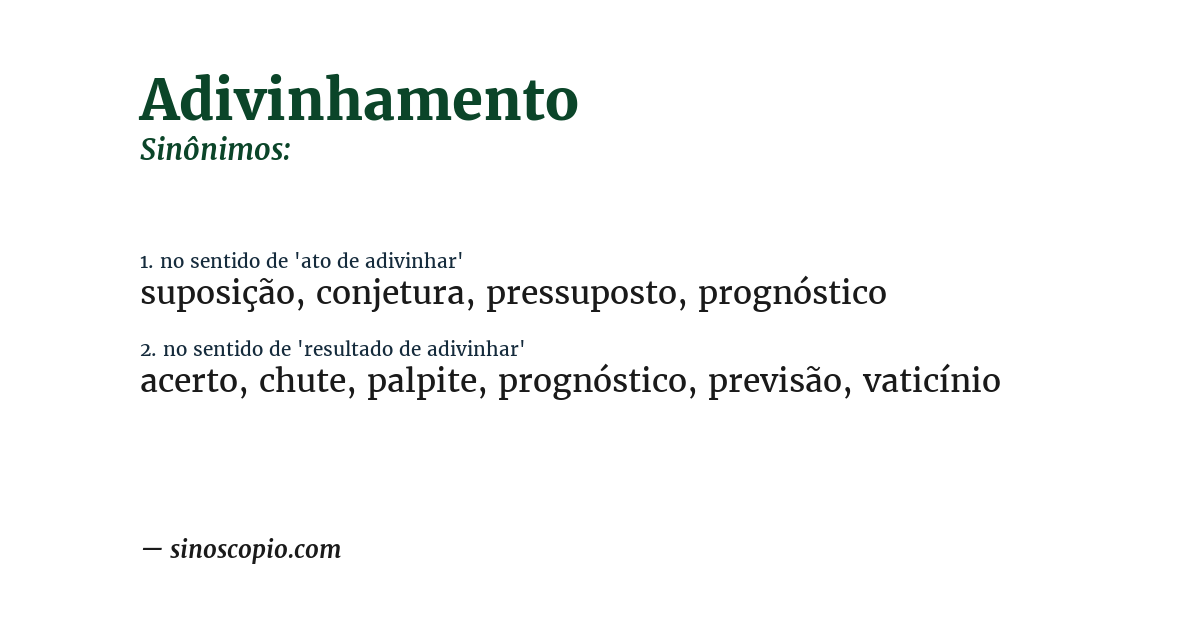Sinônimo de adivinhamento