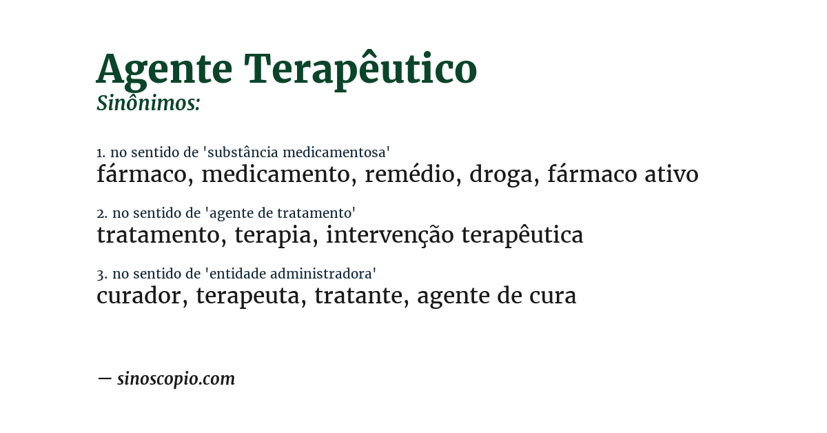 Sinônimo de agente terapêutico