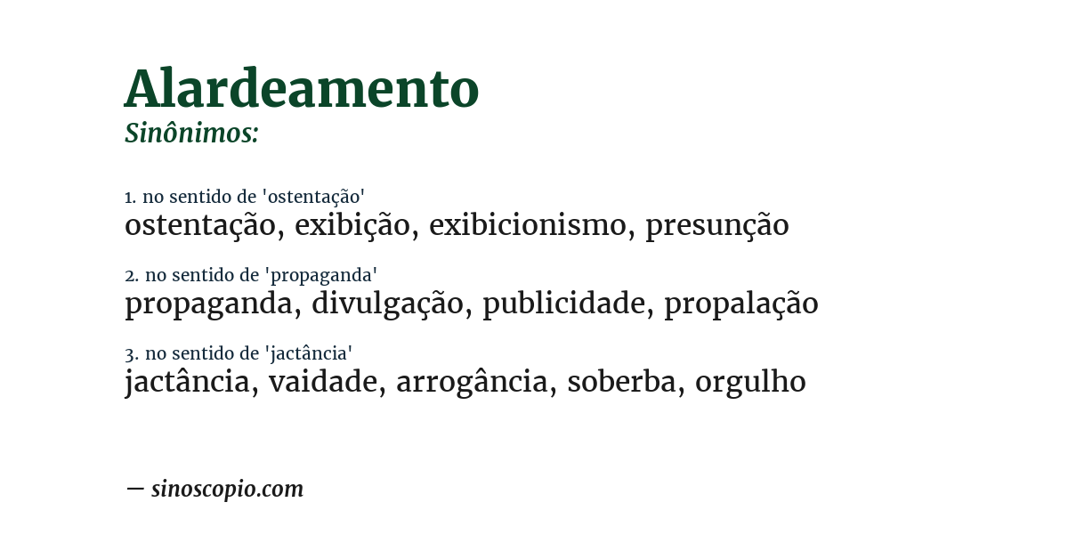 Sinônimo de alardeamento