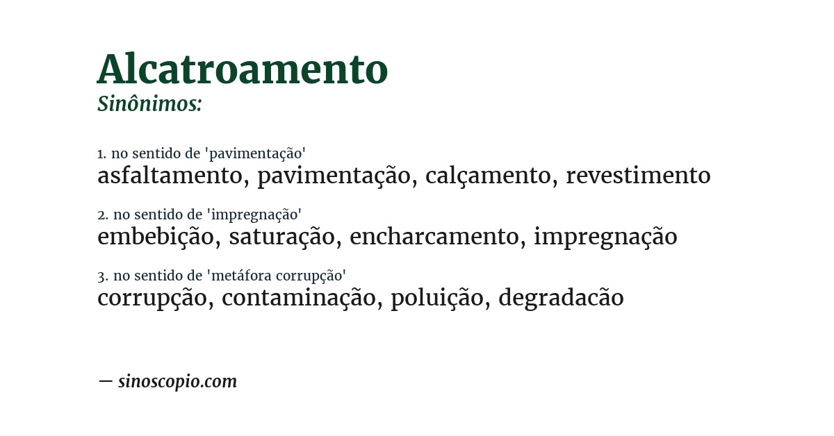 Sinônimo de alcatroamento