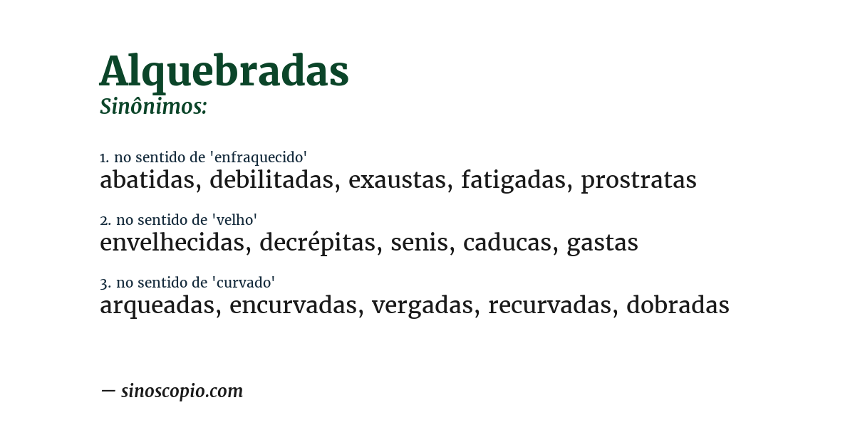 Sinônimo de alquebradas