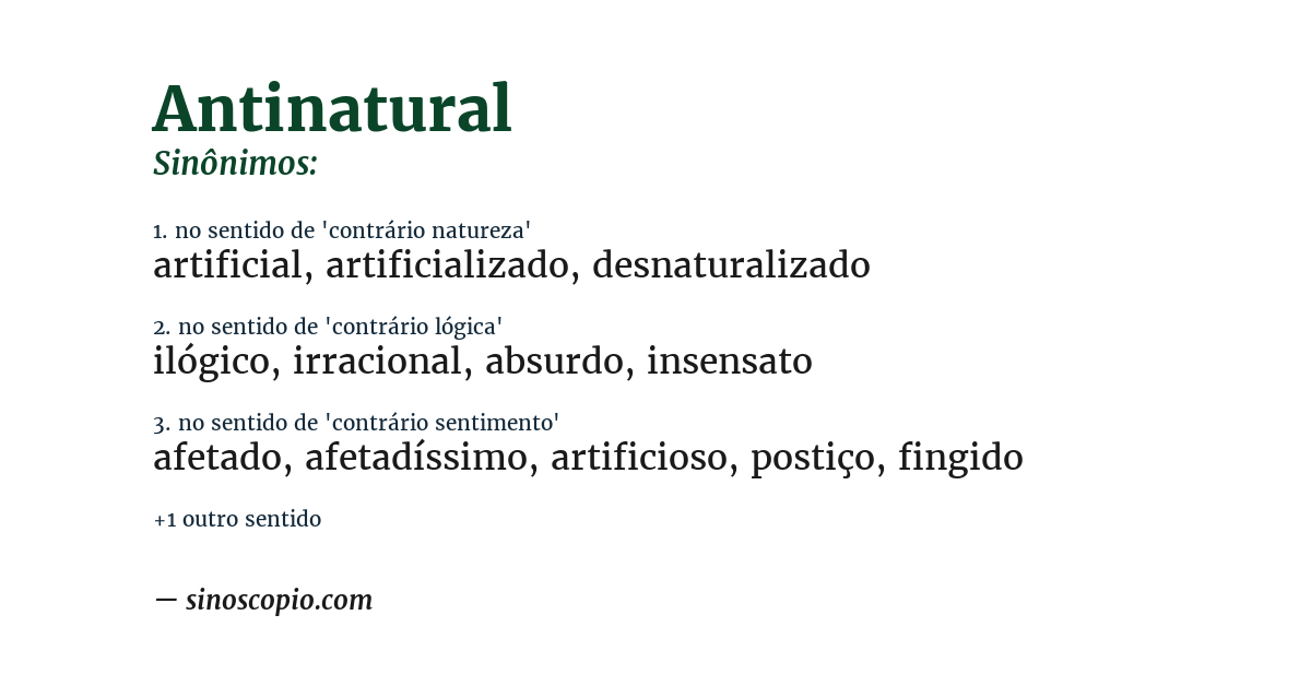 Sinônimo de antinatural