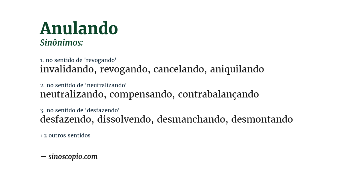 Sinônimo de anulando