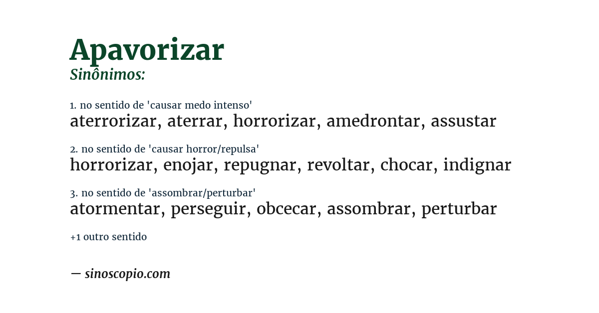 Sinônimo de apavorizar