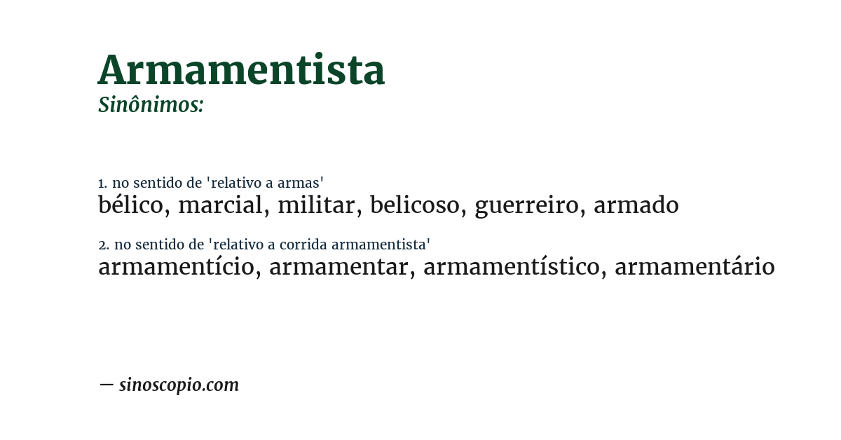 Sinônimo de armamentista
