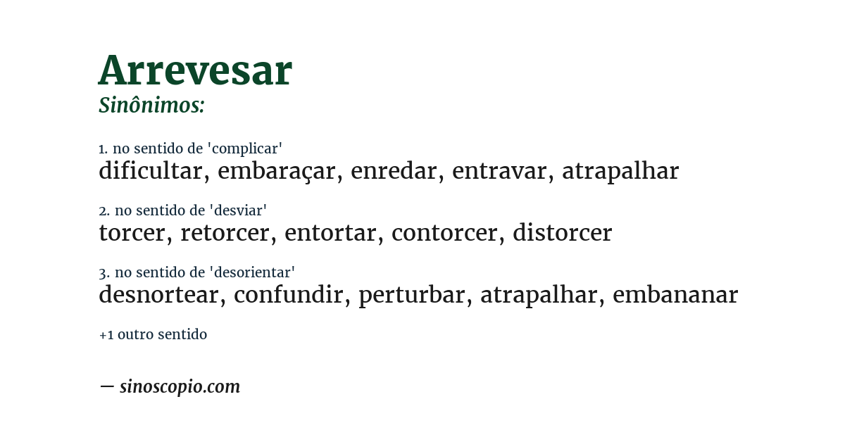 Sinônimo de arrevesar