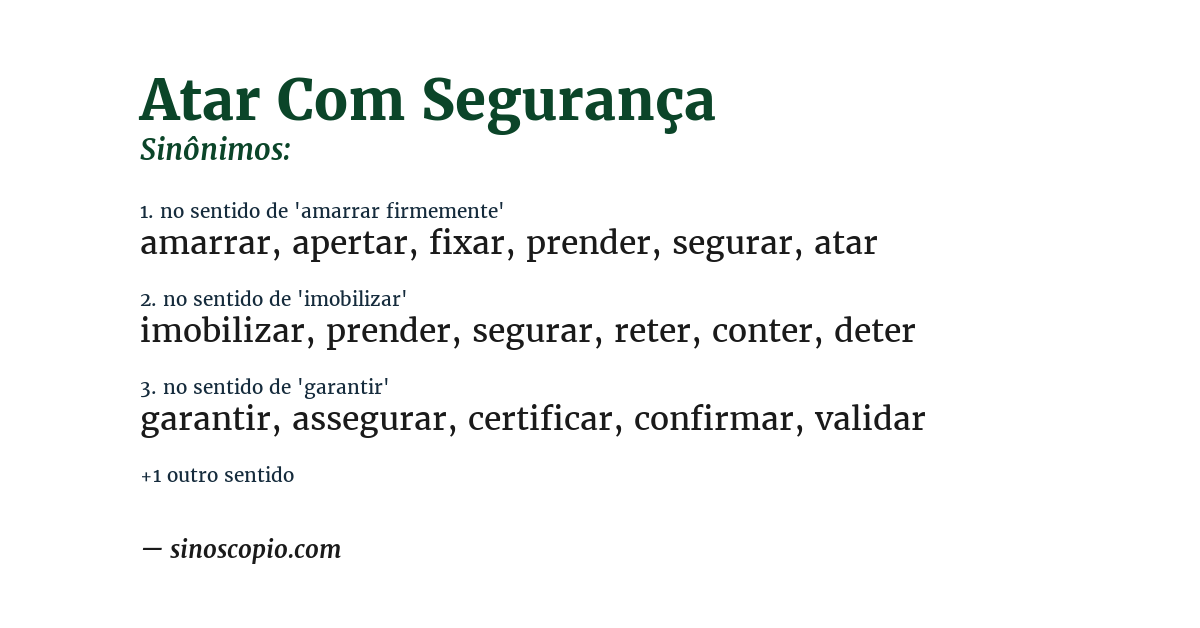 Sinônimo de atar com segurança