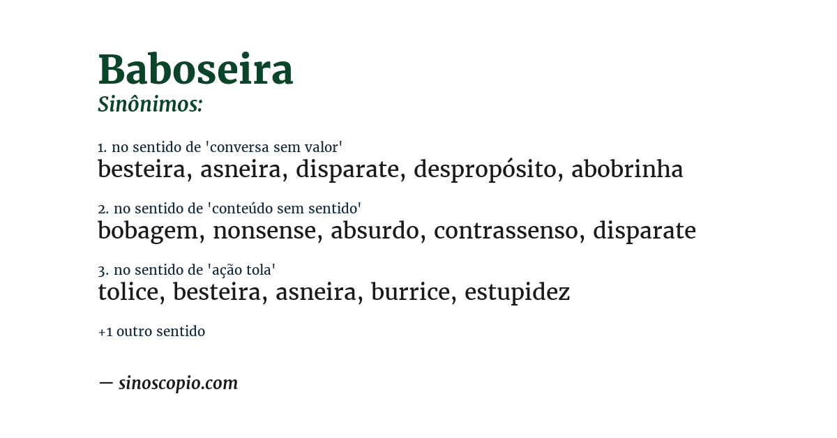 Sinônimo de baboseira