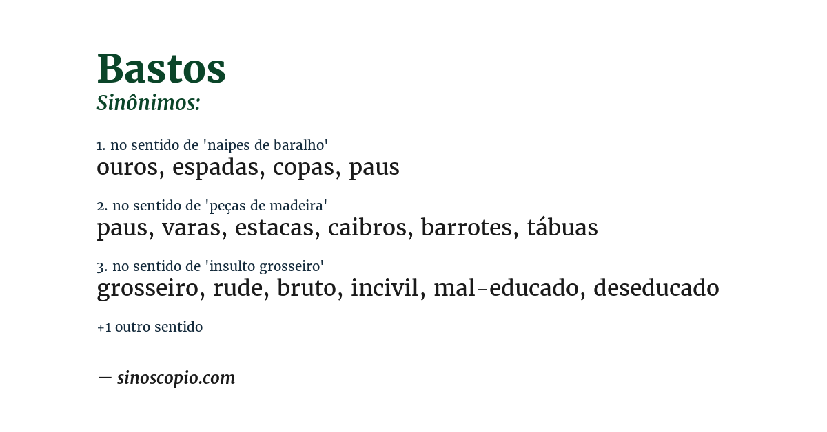 Sinônimo de bastos