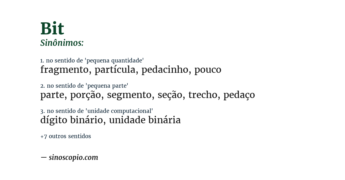 Sinônimo de bit