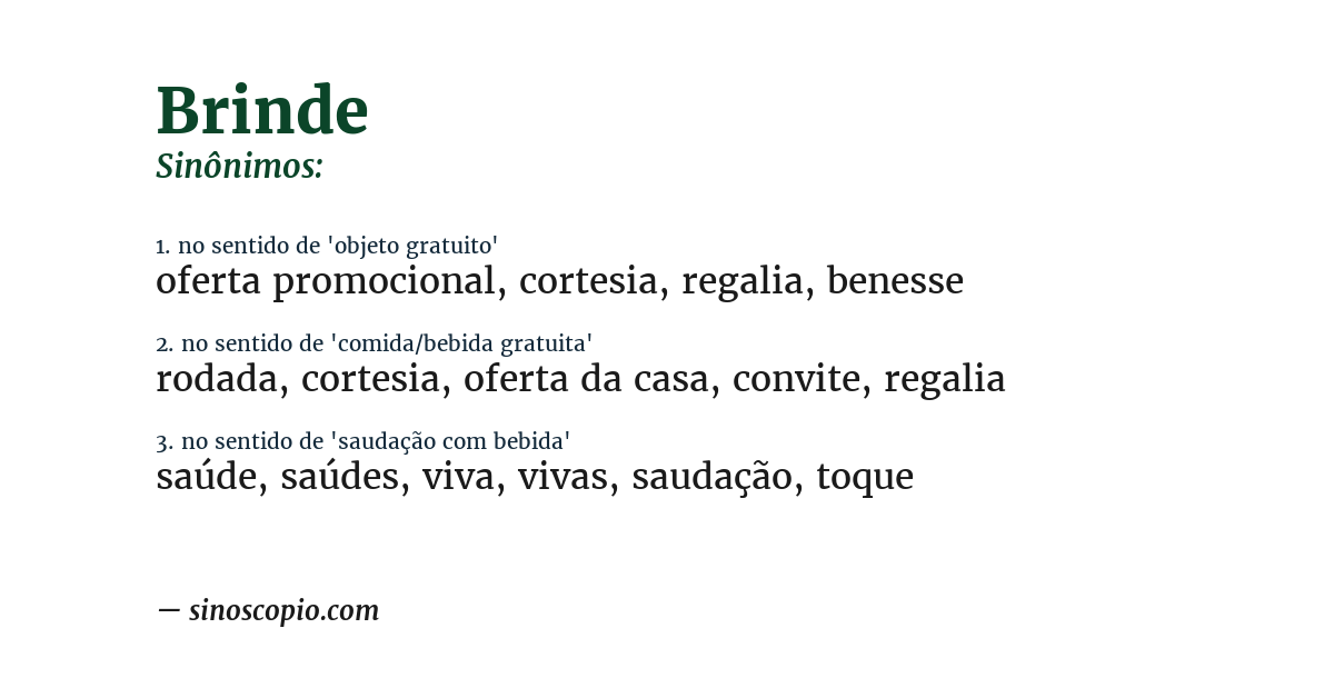 Sinônimo de brinde