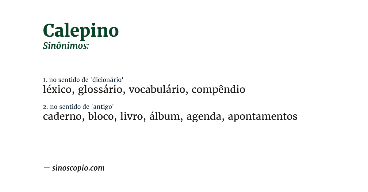 Sinônimo de calepino