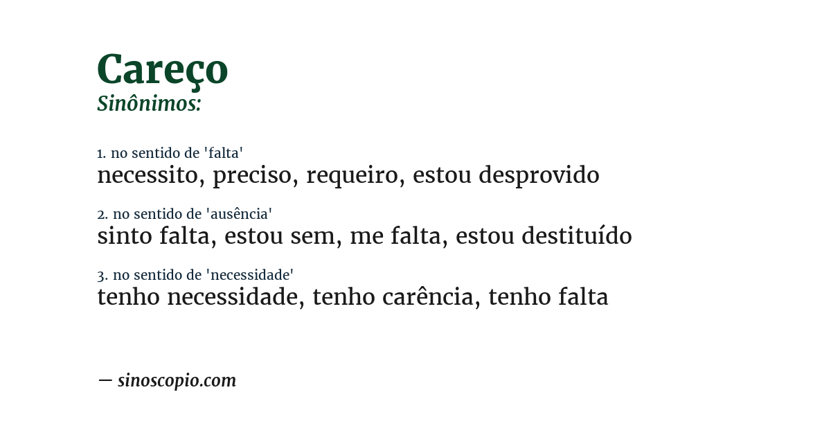 Sinônimo de careço