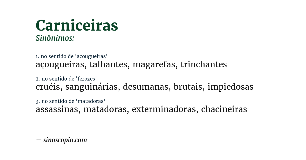 Sinônimo de carniceiras