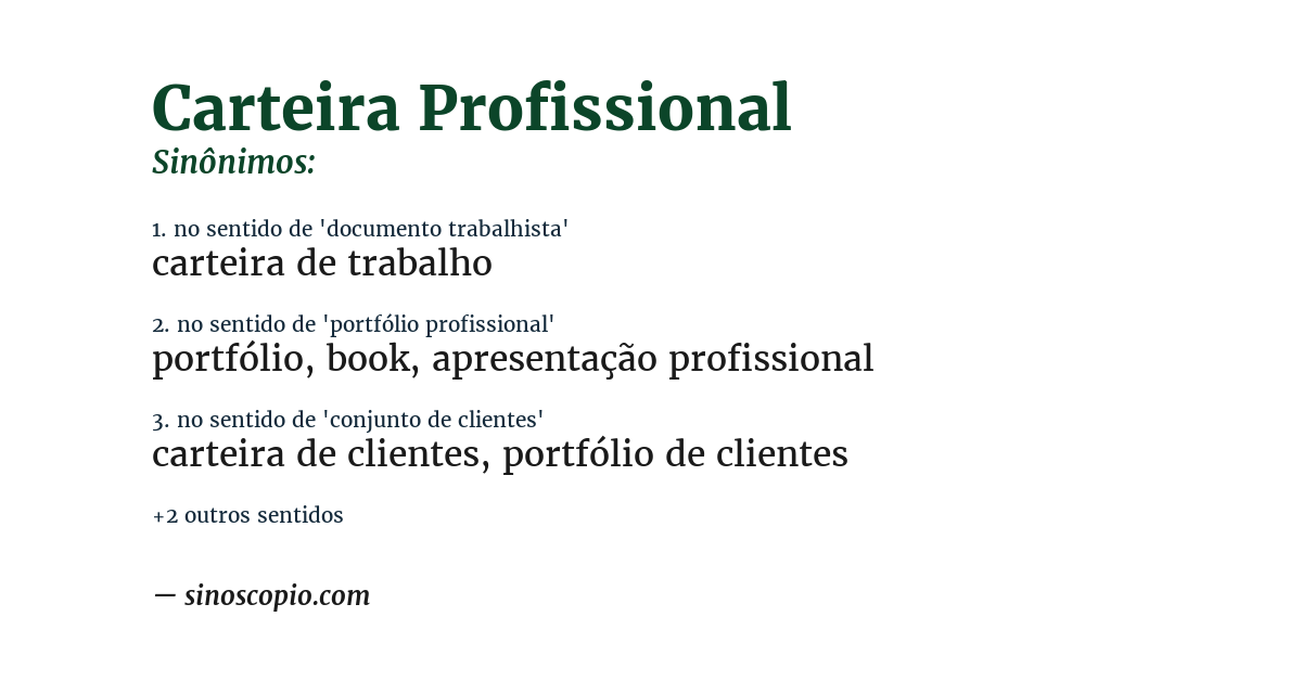 Sinônimo de carteira profissional